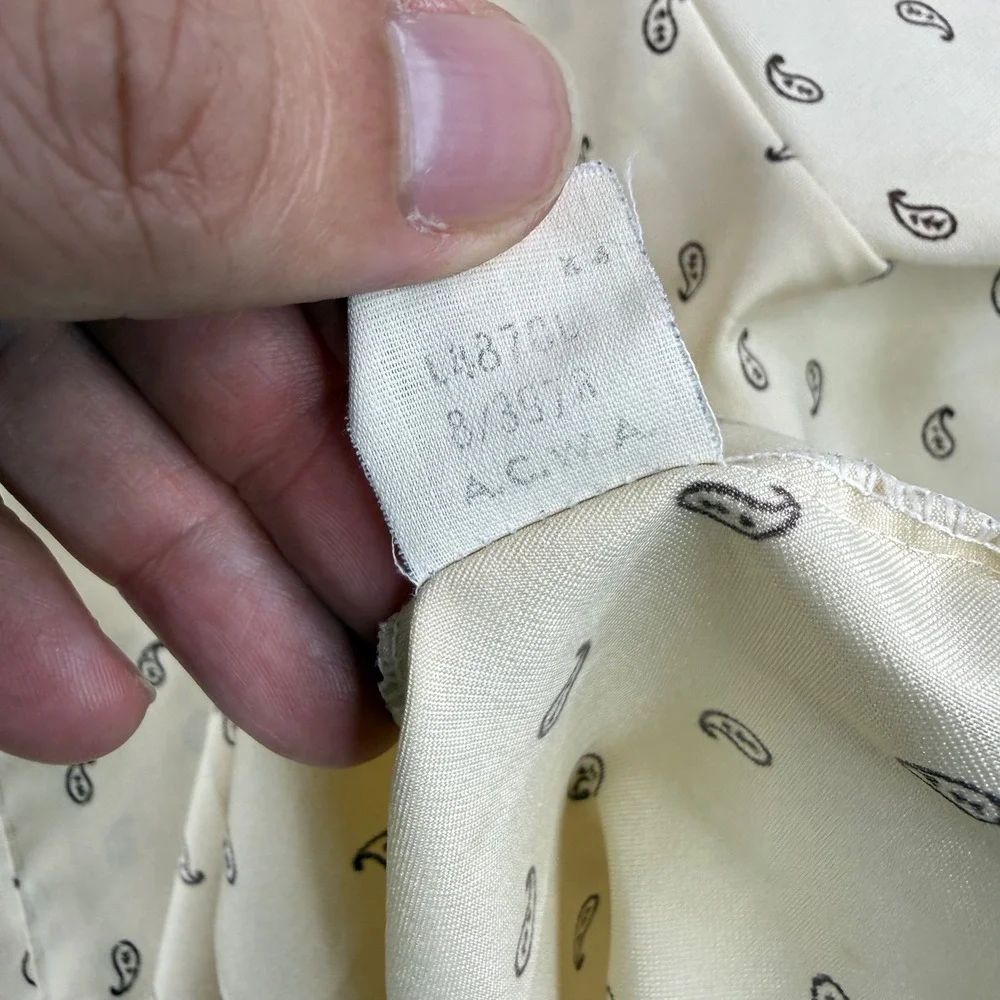 Vintage Arrow Sportswear Shirt Mens Large Beige Paisley 70s Loop Collar‎ Camp